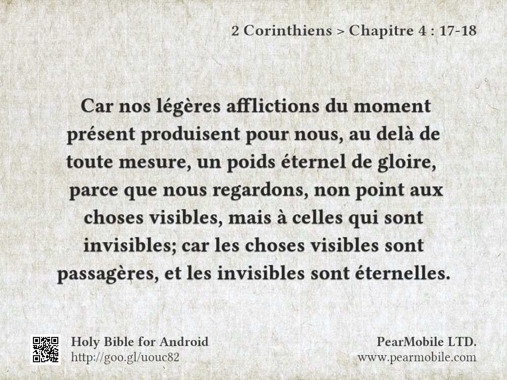 2 Corinthiens, Chapitre 4:17-18